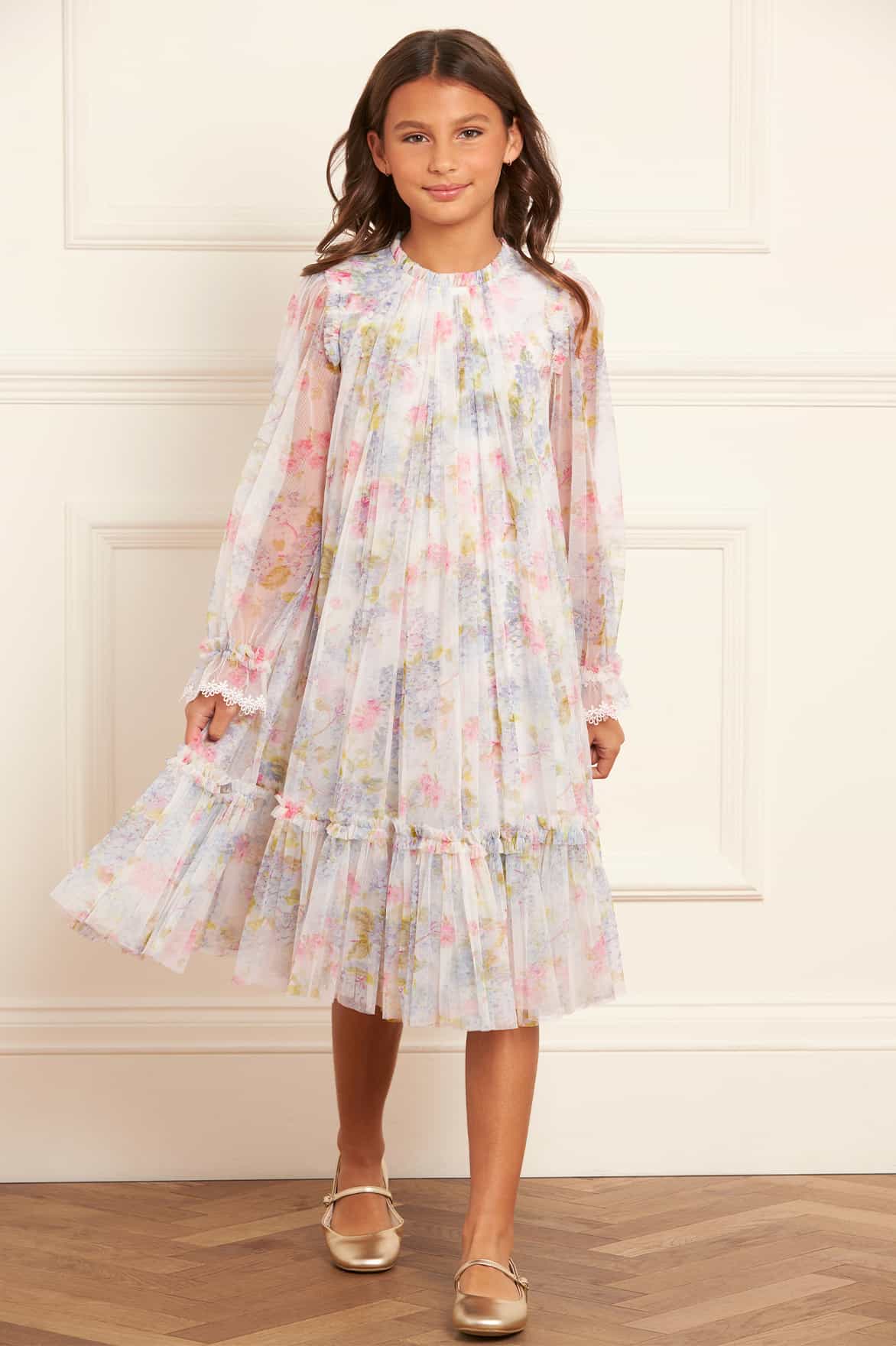 HYDRANGEA LONG SLEEVE KIDS DRESS