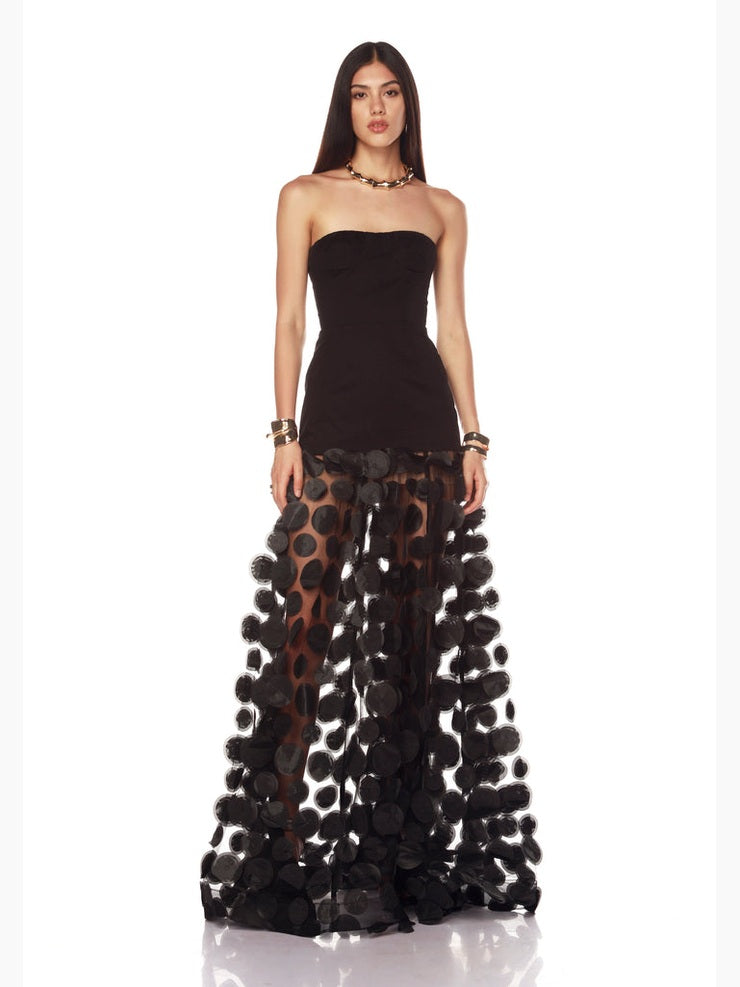 Harper strapless black gown