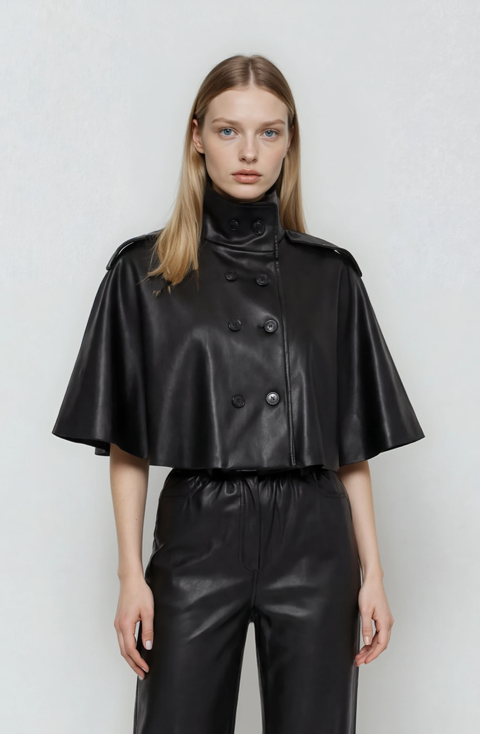 BLACK VEGAN LEATHER JACKET-VEST