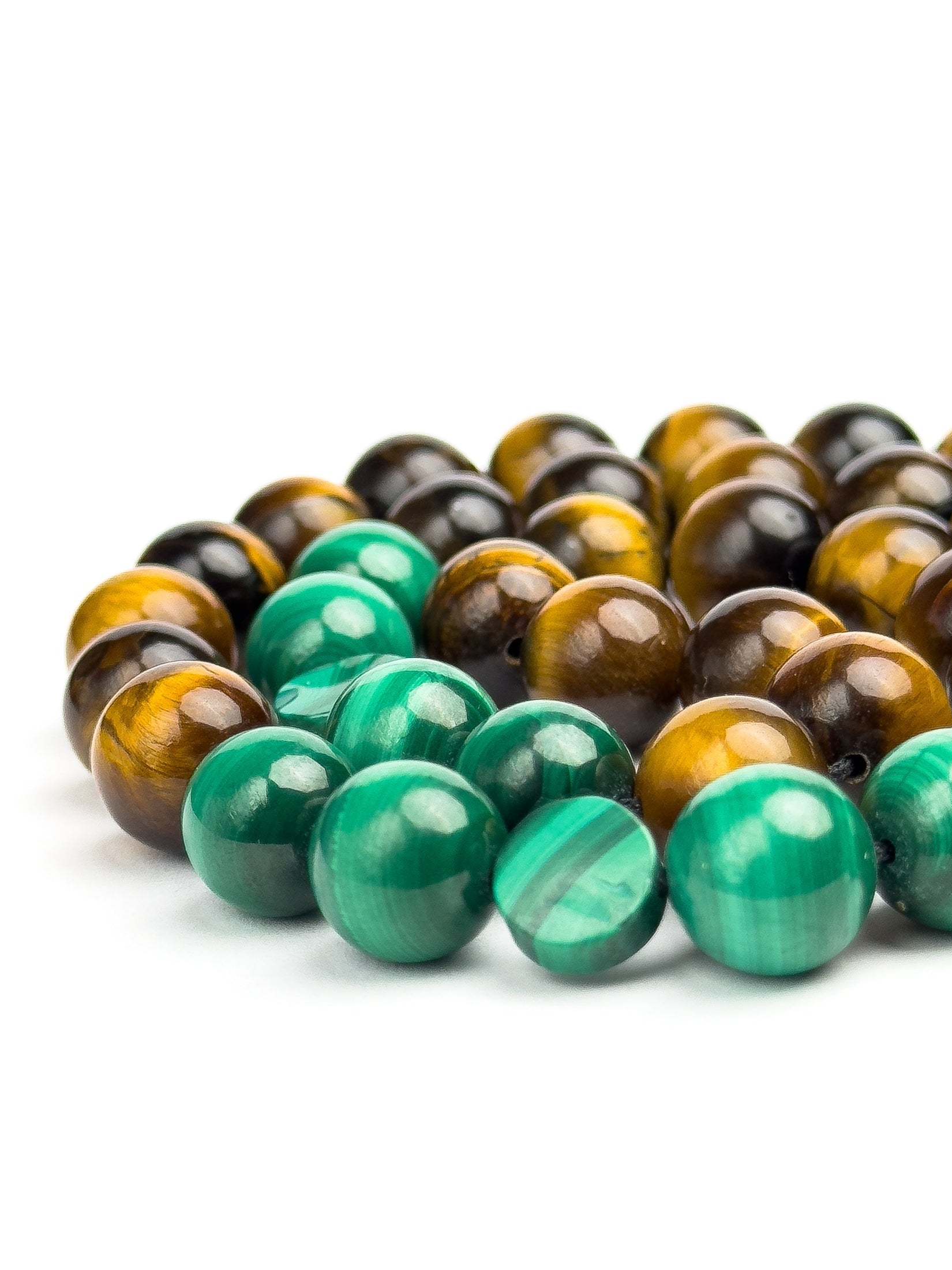 Handcrafted tiger eye rosary with malachite