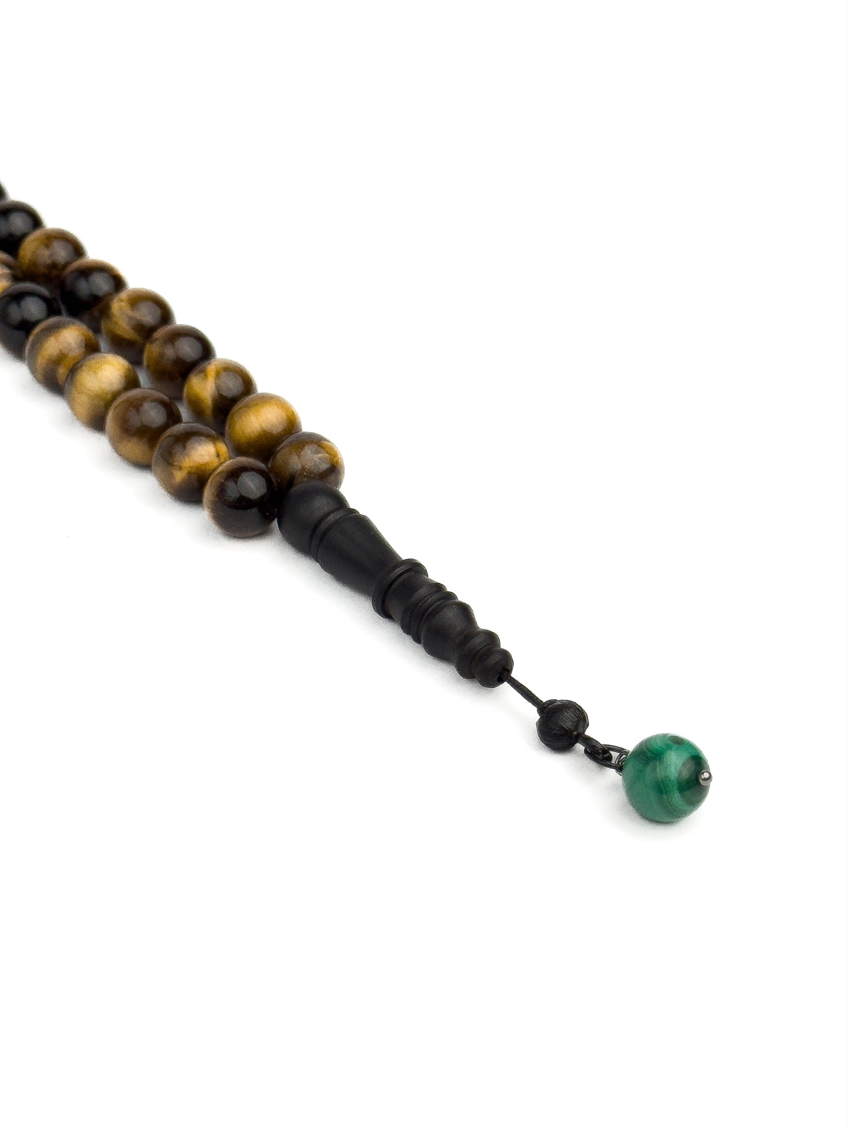 Handcrafted tiger eye rosary with malachite