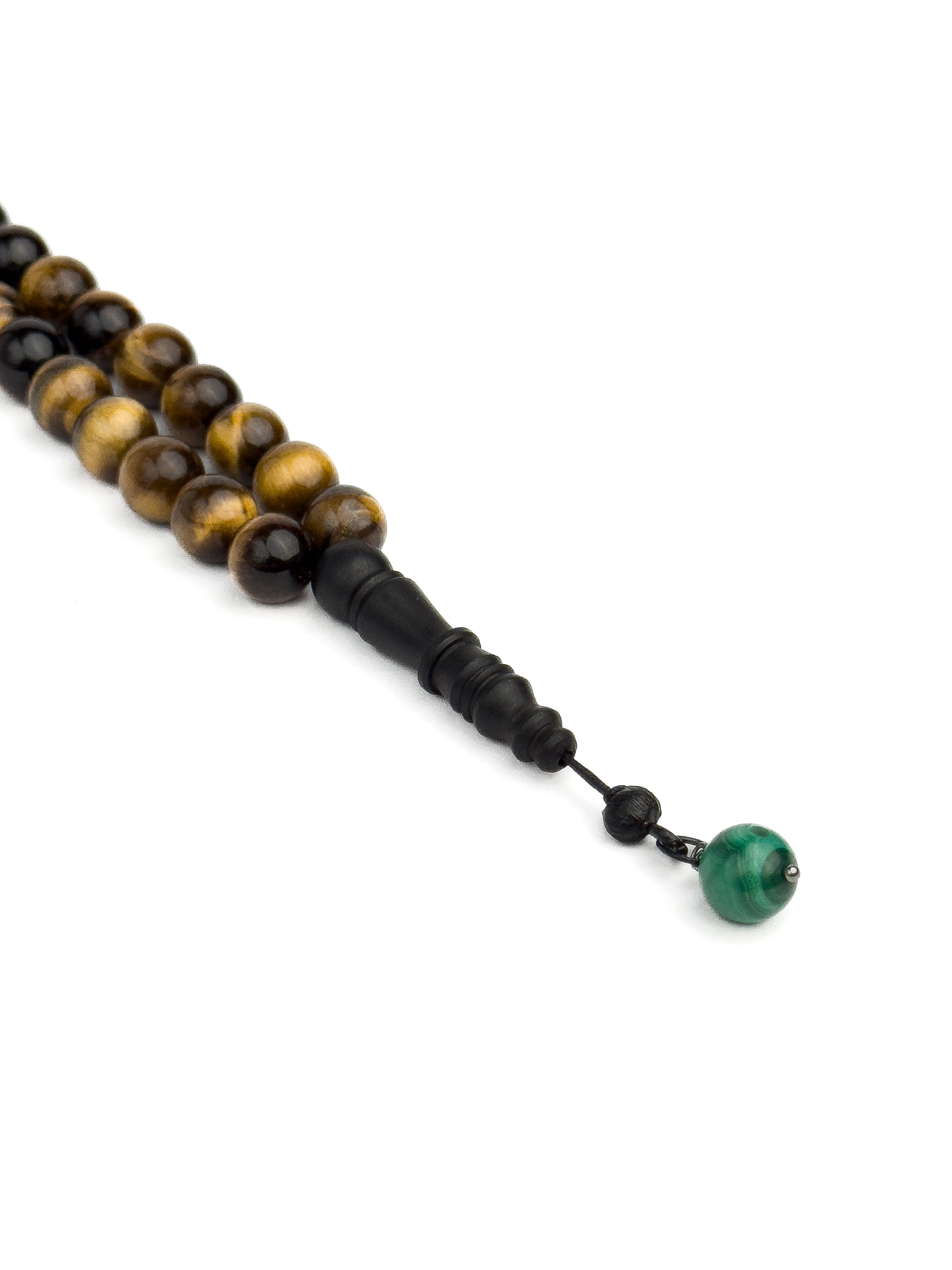 مسبحة عين النمر مع المالاكيت مصنوعة يدويًا