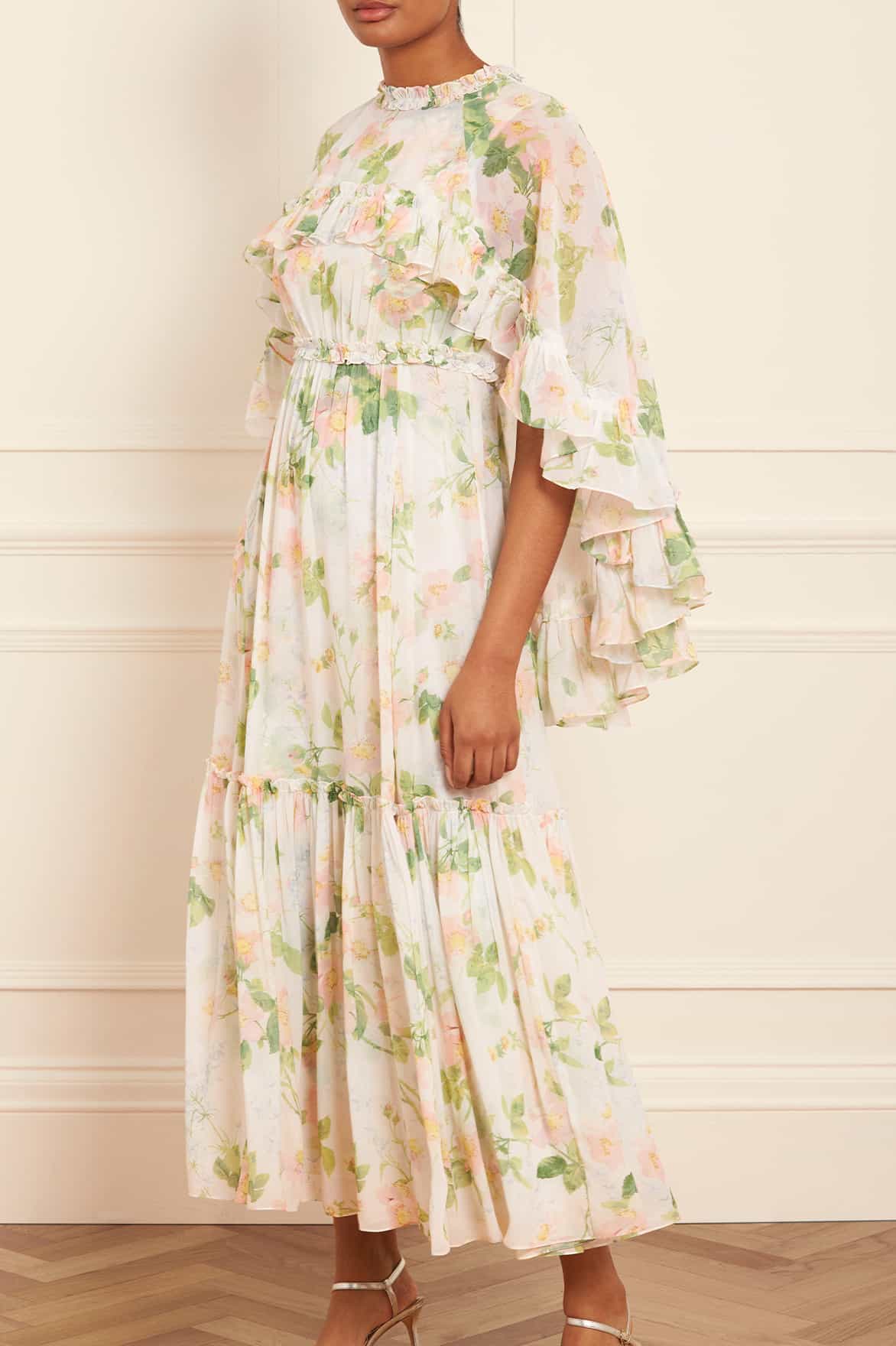 IMMORTAL ROSE HARPER CHIFFON CAPE ANKLE GOWN