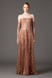 Embroidered tulle gown