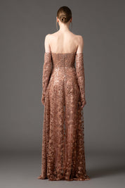 Embroidered tulle gown