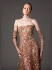 Embroidered tulle gown