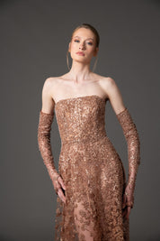 Embroidered tulle gown