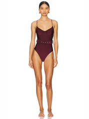 Noa belted bustier one-piece swimsuit