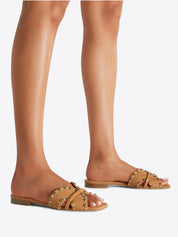 Keke brown linen flat sandals