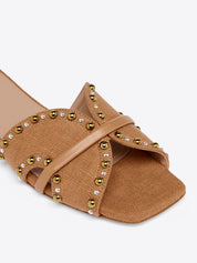 Keke brown linen flat sandals