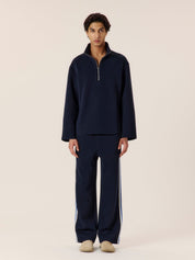 Crochet stripe jersey trouser