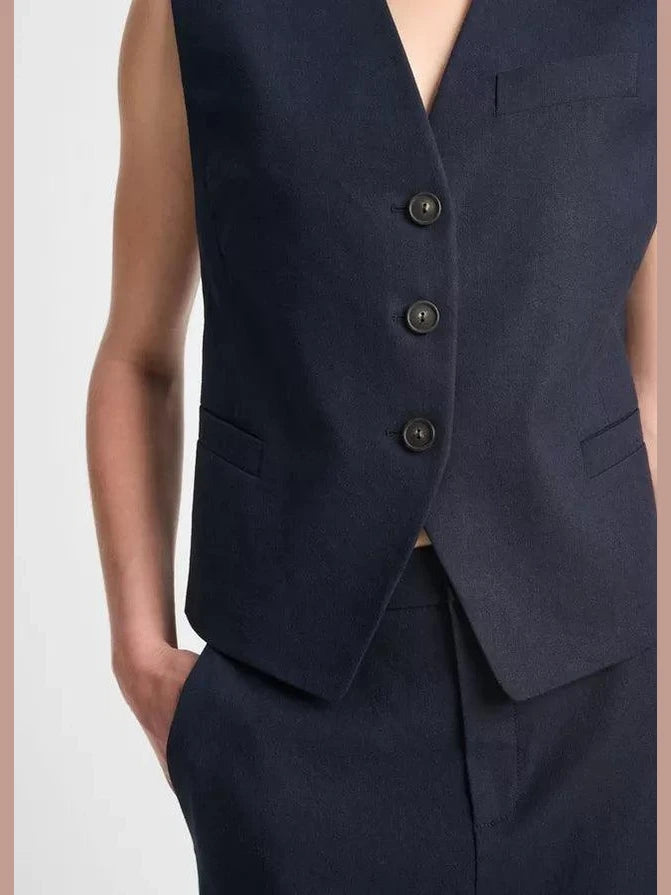 Linen blend vest