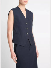 Linen blend vest