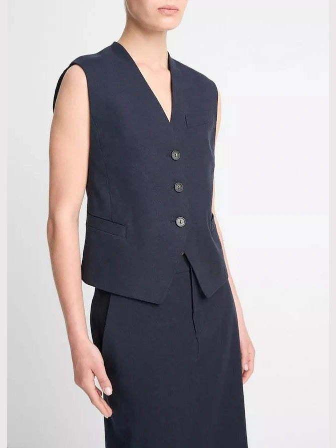 Linen blend vest