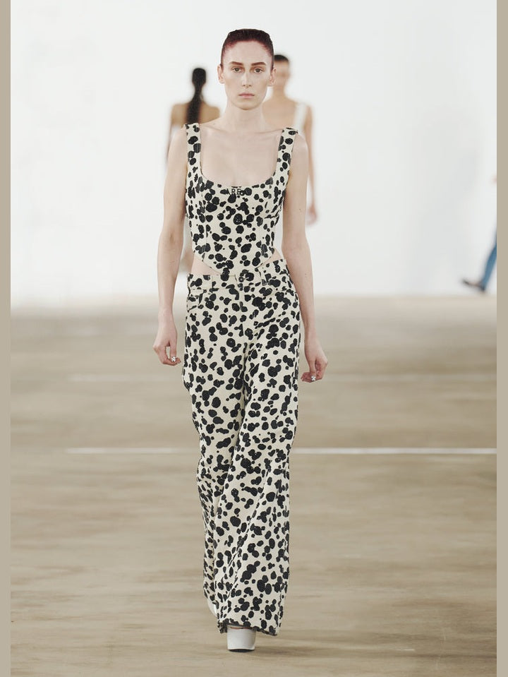 Dalmatian denim corset top