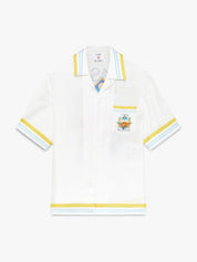 White Tennis Landscape Short Sleeve Silk Shirt