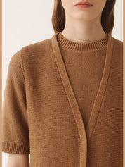 Cardigan vest in cotton and linen with sequins