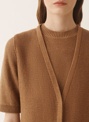 Cardigan vest in cotton and linen with sequins