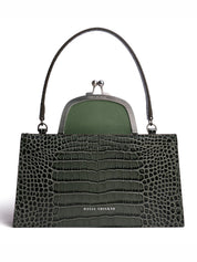 Majj  olive croc embossed