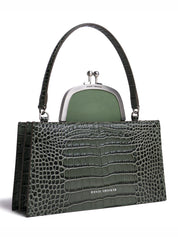 Majj  olive croc embossed