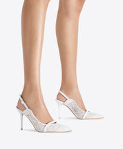 MARION 85 WHITE LACE SLINGBACKS