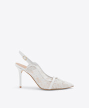 MARION 85 WHITE LACE SLINGBACKS