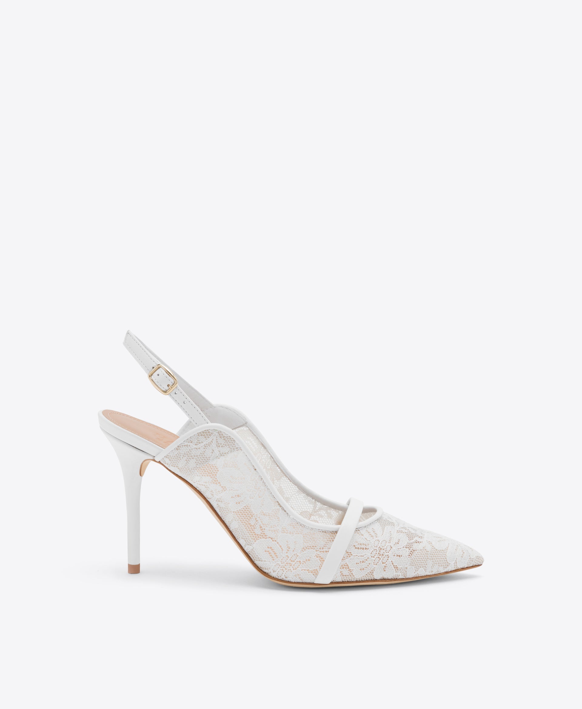 MARION 85 WHITE LACE SLINGBACKS