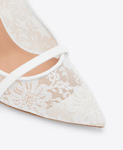 MARION 85 WHITE LACE SLINGBACKS