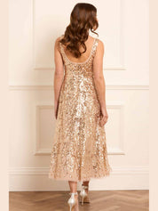 Marquet scoop neck ballerina dress