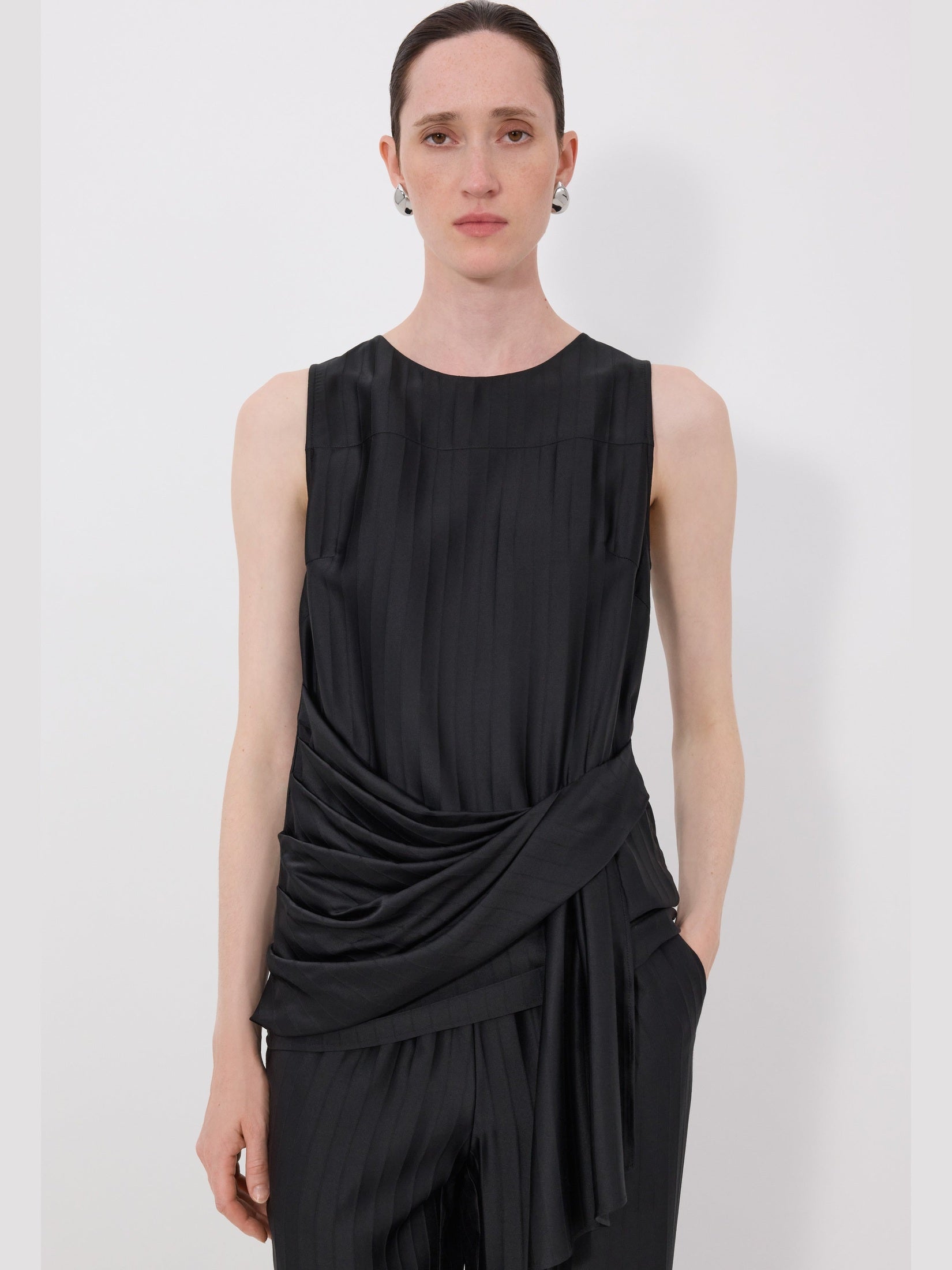 Fonda draped asymmetric top