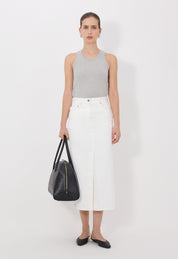 Rona lds denim midi skirt