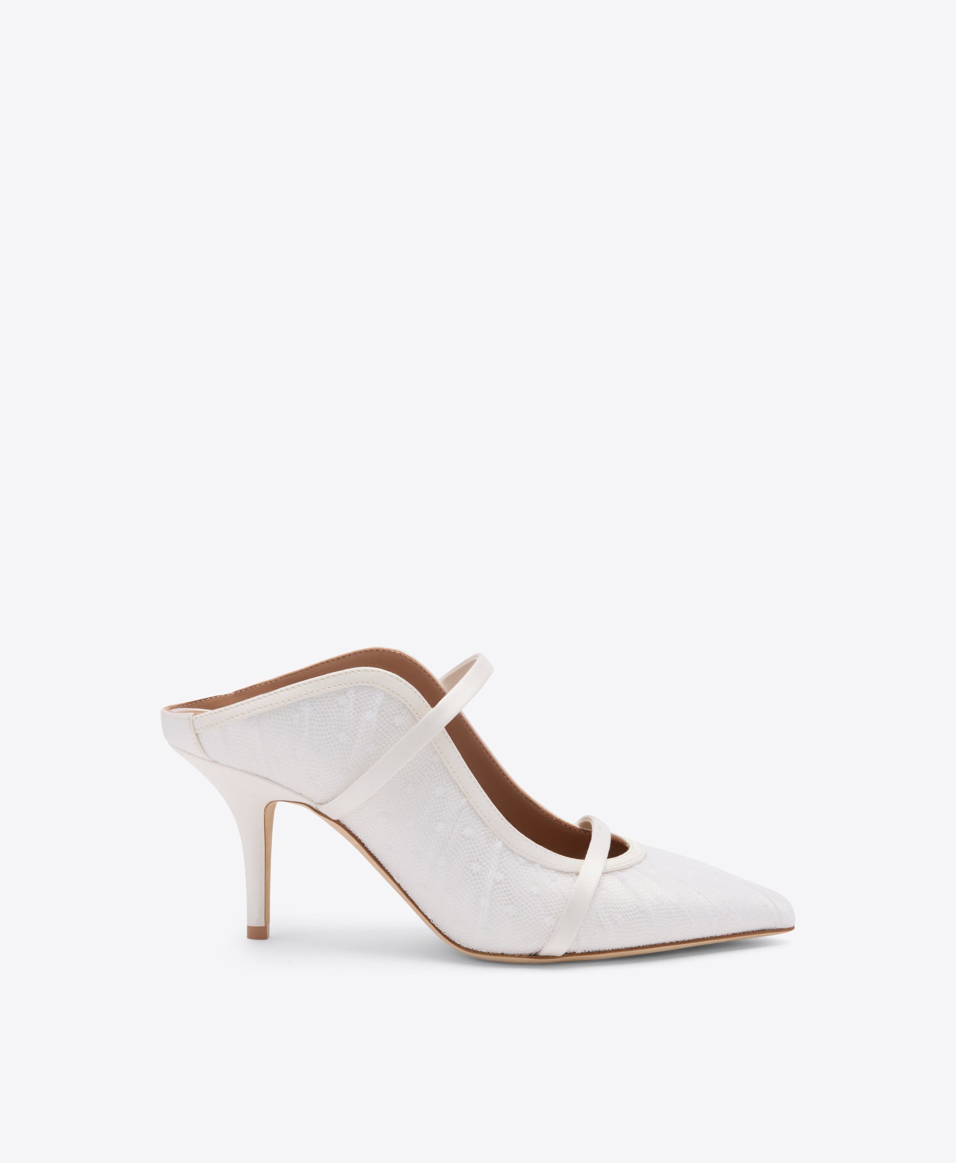 MAUREEN 70 WHITE DOT TULLE HEELED MULES