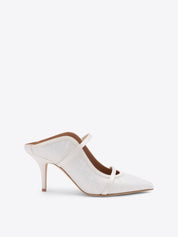 Maureen 70 white dot tulle heeled mules