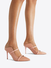 Maureen 85 beige leather mules
