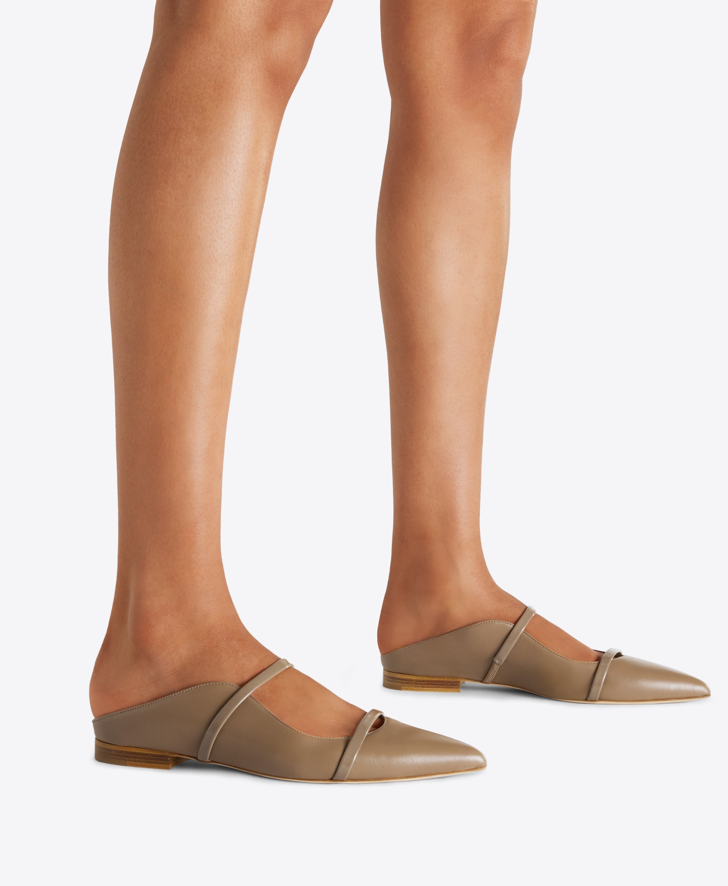 Maureen Taupe Leather Flat Mules