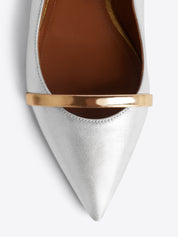 Maureen silver leather flat mules
