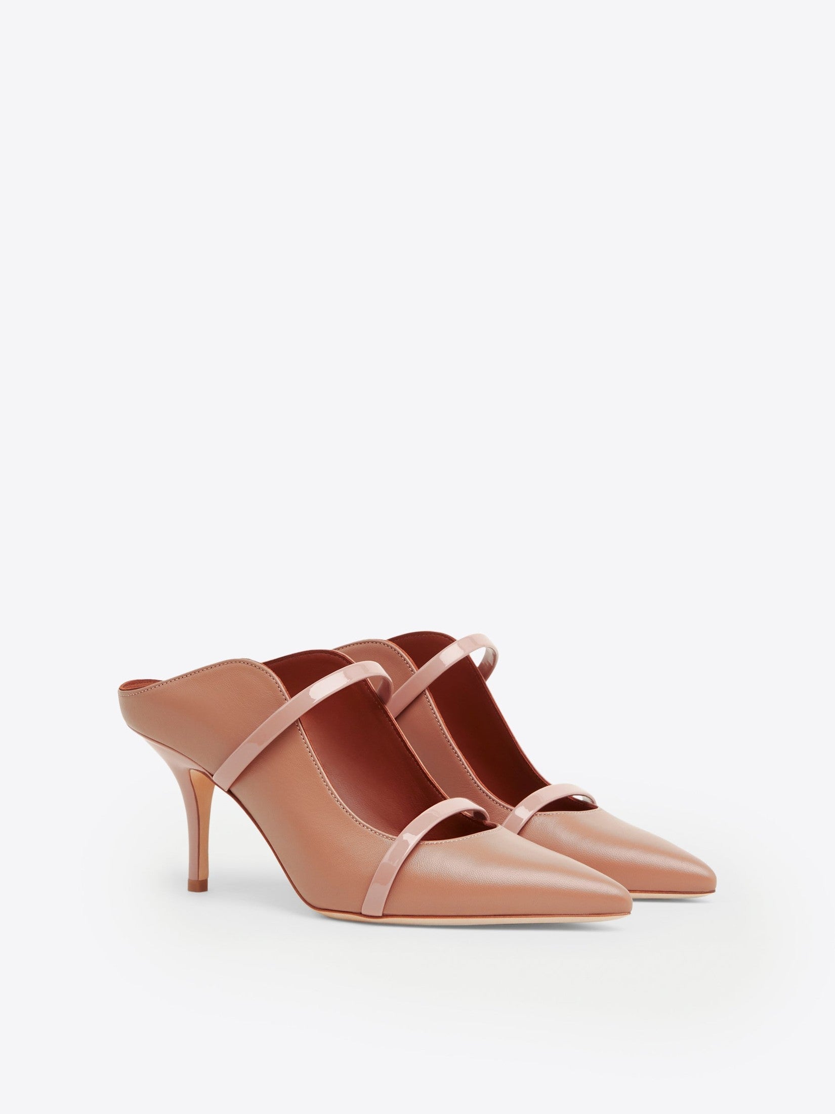 Maureen 85 beige leather mules