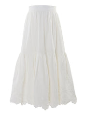 Scalloped macrame maxi skirt