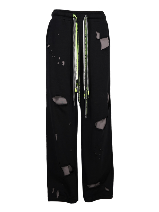 Ripped up straight leg sweatpants