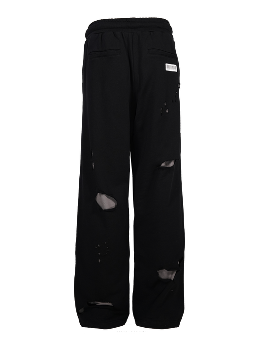 Ripped up straight leg sweatpants