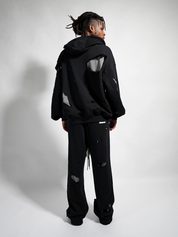 Ripped up straight leg sweatpants