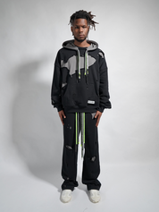 Ripped up straight leg sweatpants