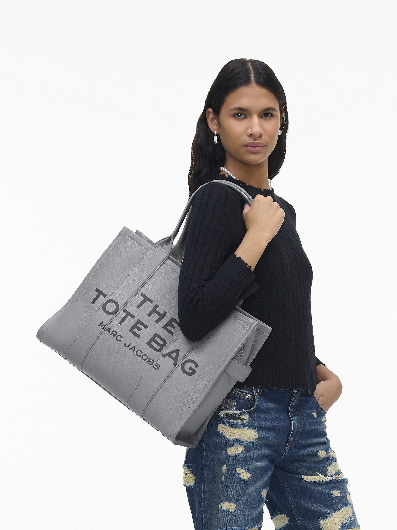 The leather large tote bag