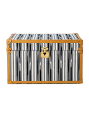 Modern,kutnu ikat & leather medium decorative trunk