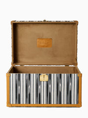 Modern,kutnu ikat & leather medium decorative trunk