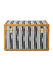 Modern,kutnu ikat & leather medium decorative trunk