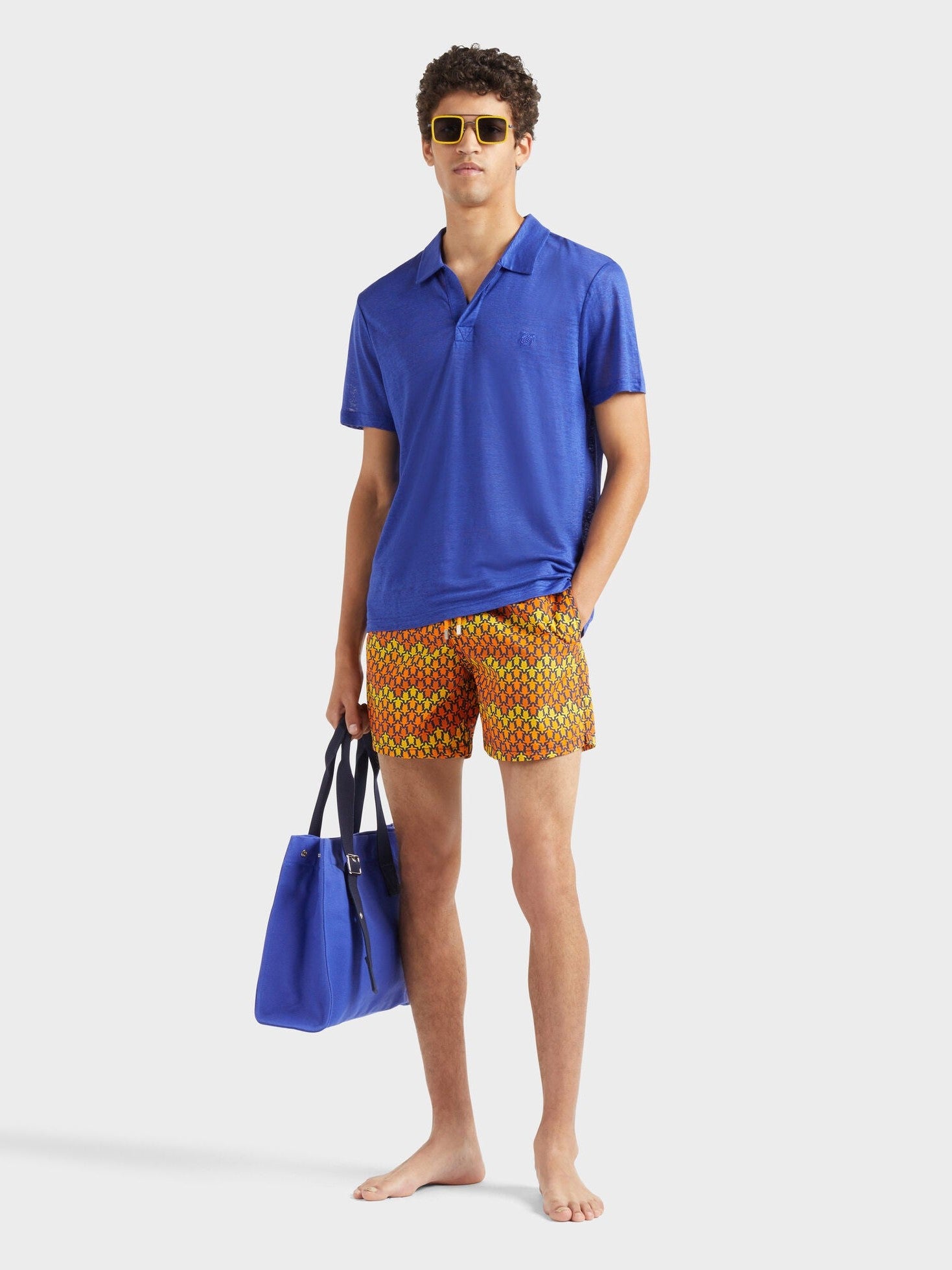 Men swim shorts herringbones turtles