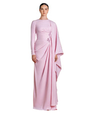 Crepe braided waisted maxi dress