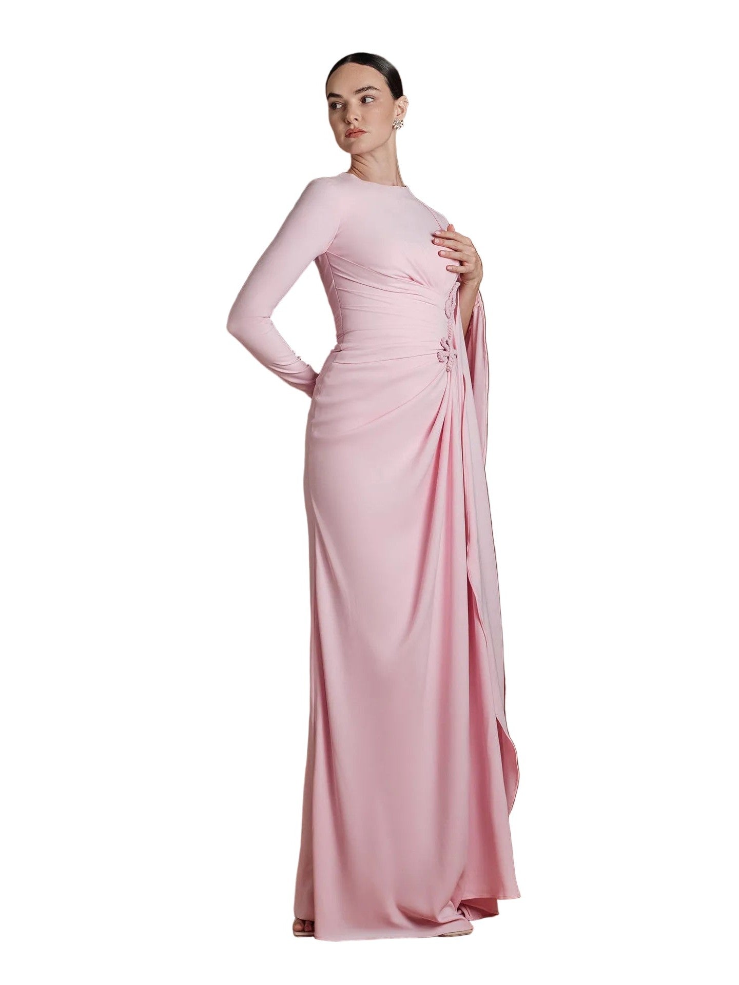 Crepe braided waisted maxi dress