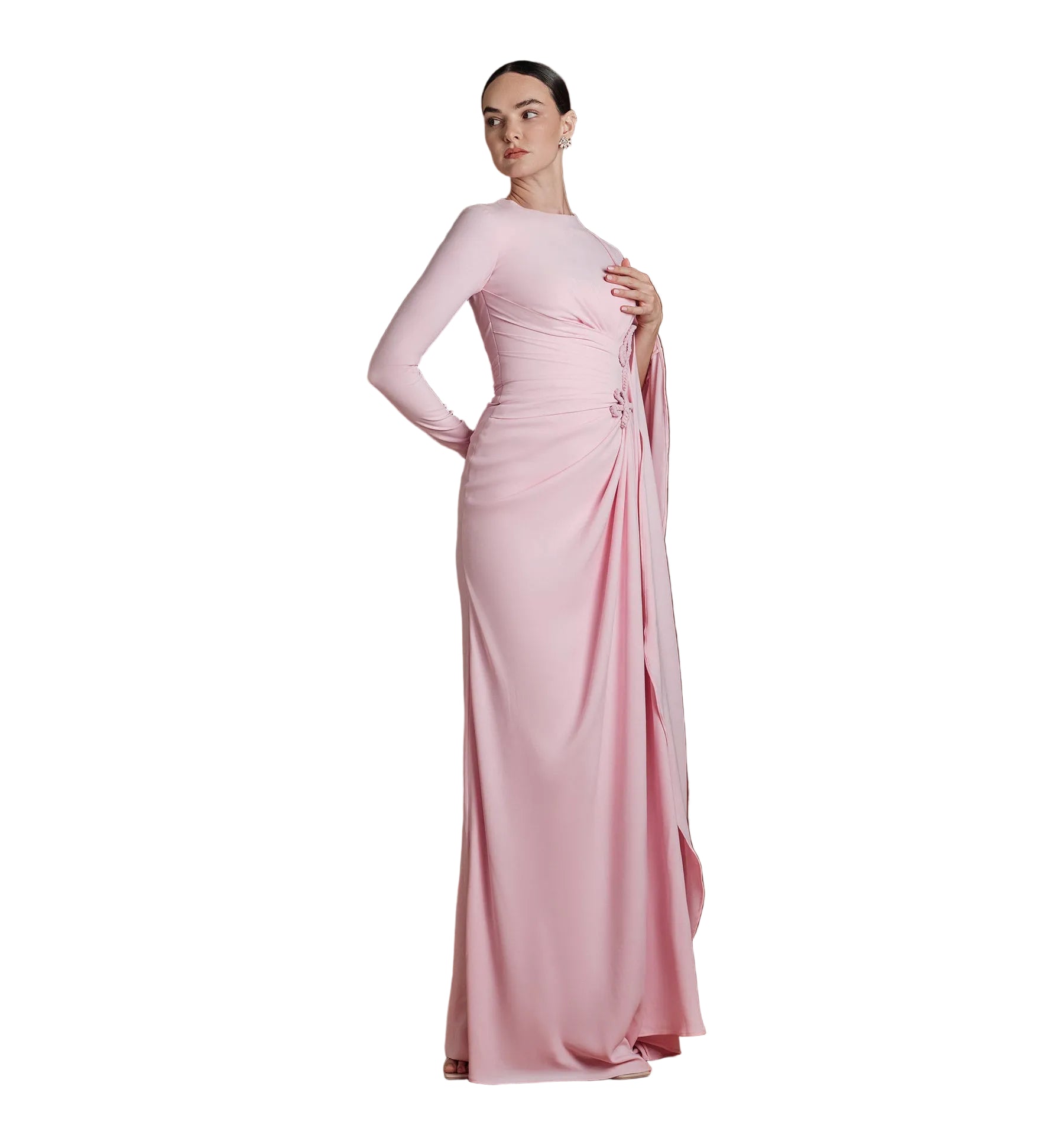 Crepe braided waisted maxi dress